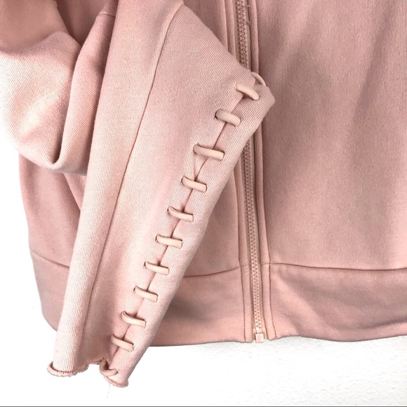 ALO Yoga blush pink high neck loop stitch zip front crop sweatshirt size small - Picture 5 of 9